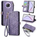 For Xiaomi Redmi K30 Pro Geometric Zipper Wallet Side Buckle Leather Phone Case(Purple)