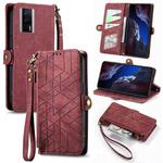 For Xiaomi F5 Pro 5G Geometric Zipper Wallet Side Buckle Leather Phone Case(Red)