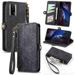 For Xiaomi F5 Pro 5G Geometric Zipper Wallet Side Buckle Leather Phone Case(Black)