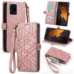 For Xiaomi F5 5G Geometric Zipper Wallet Side Buckle Leather Phone Case(Pink)
