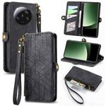 For Xiaomi 13 Ultra Geometric Zipper Wallet Side Buckle Leather Phone Case(Black)