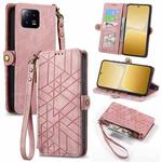 For Xiaomi 13 Geometric Zipper Wallet Side Buckle Leather Phone Case(Pink)