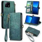 For Xiaomi 13 Pro Geometric Zipper Wallet Side Buckle Leather Phone Case(Green)