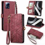 For Xiaomi Civi 2 Geometric Zipper Wallet Side Buckle Leather Phone Case(Red)