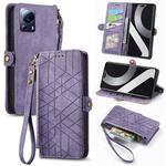 For Xiaomi Civi 2 Geometric Zipper Wallet Side Buckle Leather Phone Case(Purple)