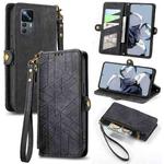 For Xiaomi 12T / 12T Pro Geometric Zipper Wallet Side Buckle Leather Phone Case(Black)