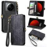 For Xiaomi 12S Ultra Geometric Zipper Wallet Side Buckle Leather Phone Case(Black)