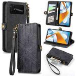 For Xiaomi Poco C40 Geometric Zipper Wallet Side Buckle Leather Phone Case(Black)