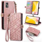 For Xiaomi 12 Lite Geometric Zipper Wallet Side Buckle Leather Phone Case(Pink)
