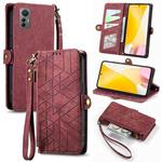 For Xiaomi 12 Lite Geometric Zipper Wallet Side Buckle Leather Phone Case(Red)