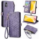For Xiaomi 12 Lite Geometric Zipper Wallet Side Buckle Leather Phone Case(Purple)