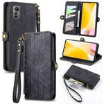 For Xiaomi 12 Lite Geometric Zipper Wallet Side Buckle Leather Phone Case(Black)