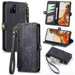 For Xiaomi Mi 11T Geometric Zipper Wallet Side Buckle Leather Phone Case(Black)