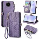 For Xiaomi Poco X3 NFC Geometric Zipper Wallet Side Buckle Leather Phone Case(Purple)
