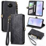 For Xiaomi Poco X3 NFC Geometric Zipper Wallet Side Buckle Leather Phone Case(Black)