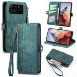 For Xiaomi 11 Ultra Geometric Zipper Wallet Side Buckle Leather Phone Case(Green)