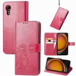 For Samsung Galaxy Xcover 7 Four-leaf Clasp Embossed Buckle Leather Phone Case(Magenta)