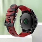 For Garmin Fenix 7X 26mm Camouflage Silicone Watch Band(Camouflage Red)