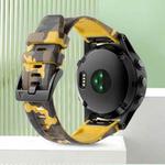 For Garmin Fenix 7X 26mm Camouflage Silicone Watch Band(Camouflage Yellow)