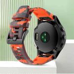 For Garmin Fenix 7 Solar 22mm Camouflage Silicone Watch Band(Camouflage Orange)