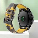 For Garmin Fenix 5 Plus 22mm Camouflage Silicone Watch Band(Camouflage Yellow)