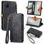 For OnePlus Nord N100 Geometric Zipper Wallet Side Buckle Leather Phone Case(Black)