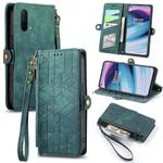 For OnePlus Nord CE 5G Geometric Zipper Wallet Side Buckle Leather Phone Case(Green)