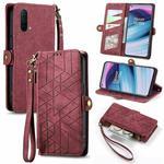 For OnePlus Nord CE 5G Geometric Zipper Wallet Side Buckle Leather Phone Case(Red)