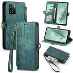 For OnePlus N20 5G Geometric Zipper Wallet Side Buckle Leather Phone Case(Green)