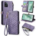 For OnePlus N20 5G Geometric Zipper Wallet Side Buckle Leather Phone Case(Purple)