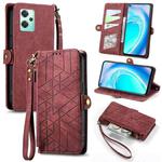 For OnePlus Nord CE2 Lite 5G Geometric Zipper Wallet Side Buckle Leather Phone Case(Red)