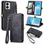 For OnePlus Nord 2T Geometric Zipper Wallet Side Buckle Leather Phone Case(Black)