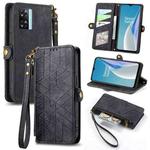 For OnePlus N20 SE Geometric Zipper Wallet Side Buckle Leather Phone Case(Black)