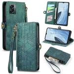 For OnePlus Nord N300 Geometric Zipper Wallet Side Buckle Leather Phone Case(Green)