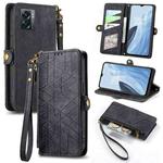 For OnePlus Nord N300 Geometric Zipper Wallet Side Buckle Leather Phone Case(Black)