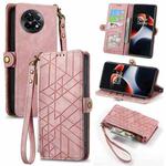 For OnePlus 11R 5G Geometric Zipper Wallet Side Buckle Leather Phone Case(Pink)