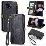 For OnePlus 11R 5G Geometric Zipper Wallet Side Buckle Leather Phone Case(Black)