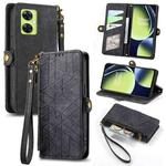 For OnePlus Nord CE3 Lite Geometric Zipper Wallet Side Buckle Leather Phone Case(Black)