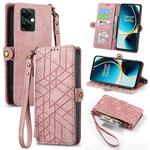For OnePlus Nord N30 Geometric Zipper Wallet Side Buckle Leather Phone Case(Pink)