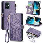 For OnePlus Nord N30 Geometric Zipper Wallet Side Buckle Leather Phone Case(Purple)