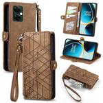 For OnePlus Nord N30 Geometric Zipper Wallet Side Buckle Leather Phone Case(Brown)