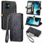 For OnePlus Nord N30 Geometric Zipper Wallet Side Buckle Leather Phone Case(Black)