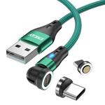 ENKAY 3A USB to Type-C / 8 Pin Magnetic 540 Degrees Rotating Fast Charging Cable, Length:1m(Green)