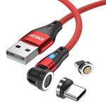 ENKAY 3A USB to Type-C / 8 Pin Magnetic 540 Degrees Rotating Fast Charging Cable, Length:1m(Red)