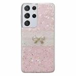 For Samsung Galaxy S21 Ultra 5G Shell Pattern Bow TPU Phone Protective Case(Pink)