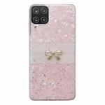 For Samsumg Galaxy A12 Shell Pattern Bow TPU Phone Protective Case(Pink)