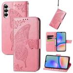 For Samsung Galaxy A05s Butterfly Love Flower Embossed Leather Phone Case(Pink)