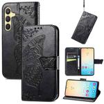For Samsung Galaxy S24+ 5G Butterfly Love Flower Embossed Leather Phone Case(Black)