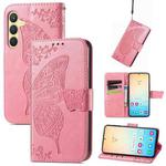For Samsung Galaxy S24+ 5G Butterfly Love Flower Embossed Leather Phone Case(Pink)