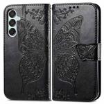 For Samsung Galaxy M15 Butterfly Love Flower Embossed Leather Phone Case(Black)